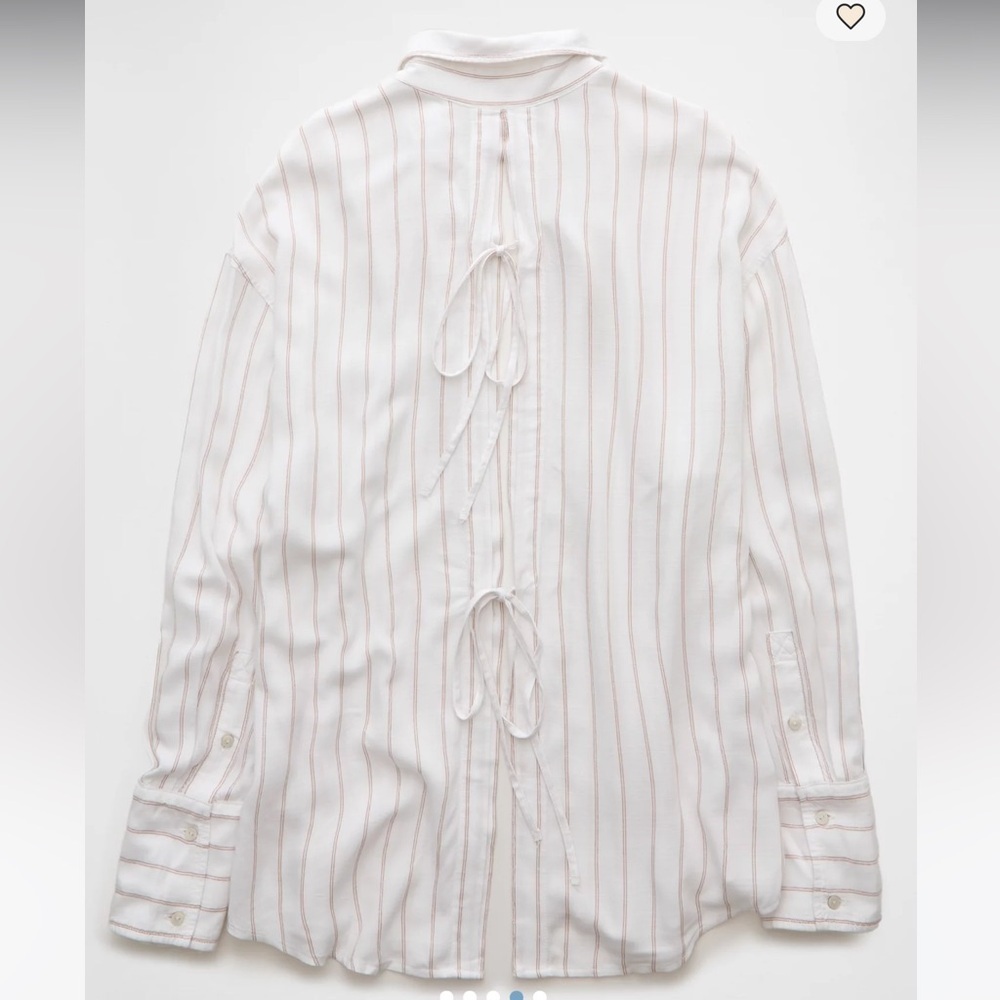NWT AE White Striped Button Down Shirt - Picture 3 of 7